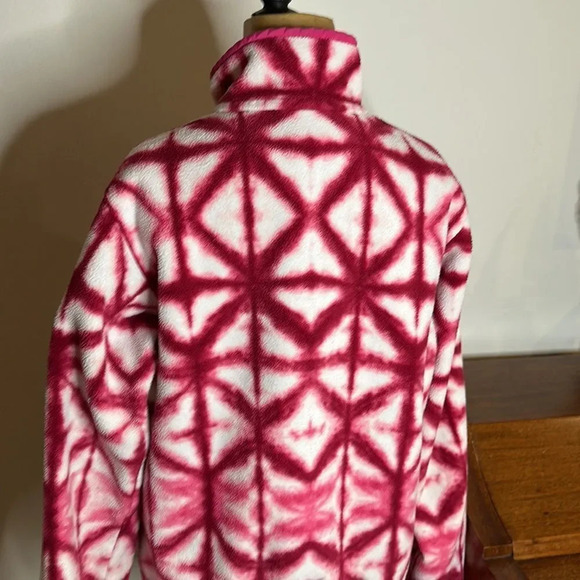Patagonia sz M shibori style tie dye pink RARE great pre owned cond Synchilla - Picture 4 of 6